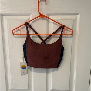 Vuori Maroon and Black Sports Bra